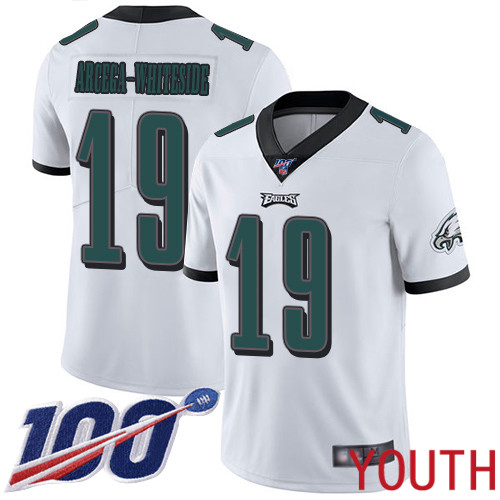 Youth Philadelphia Eagles #19 JJ Arcega-Whiteside White Vapor Untouchable NFL Jersey Limited Player 100th
